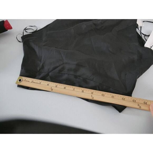 1. STATE Women's Black Sleeveless Tie Back Halter Neck Satin Top XS - Picture 5 of 7